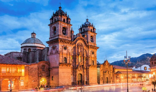 Cusco Cathedral at dusk