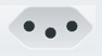 A gray, rounded rectangle reminiscent of some South America electrical outlets, featuring three evenly spaced black dots arranged in a triangular pattern—two at the top and one at the bottom center.