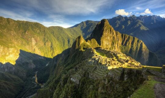 Landscape of Machu Picchu at sunset