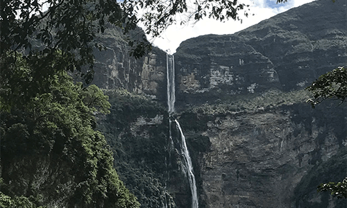 A view of the top of the Goca Waterfall