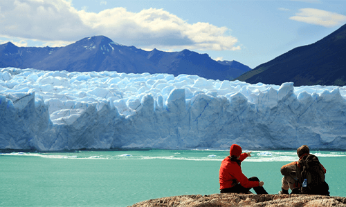 Couple looking at Perito Moreno Glacier, Argentina