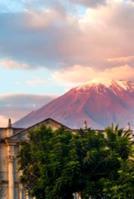 Buildings and mountain of Arequipa, Peru