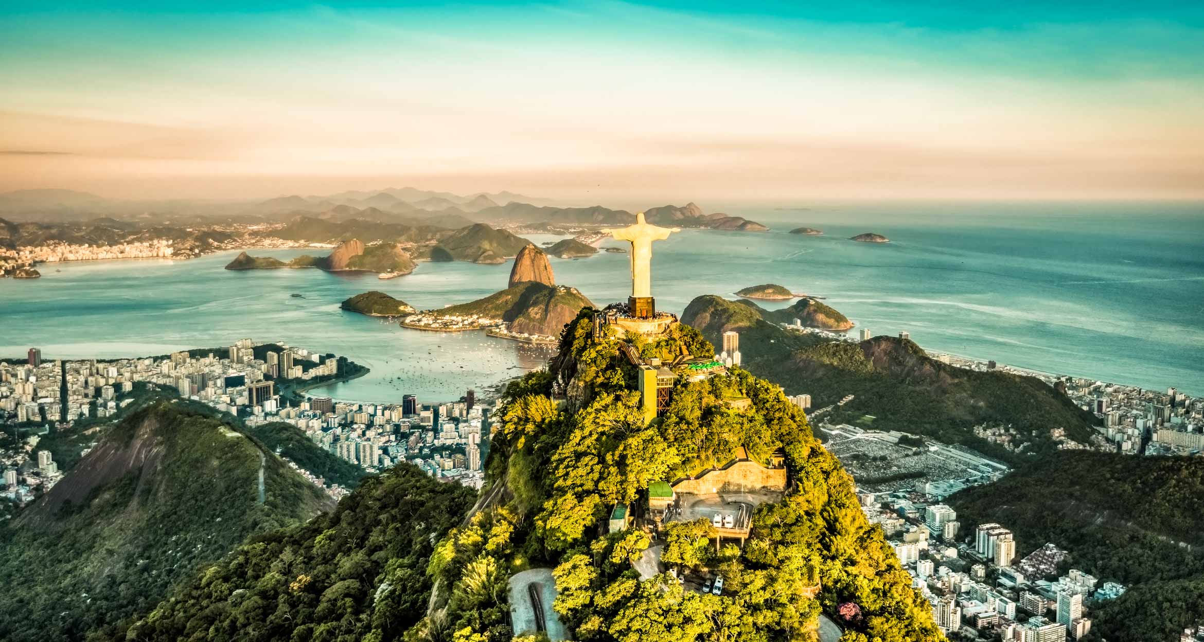 Aerial view of Christ the Redeemer in Rio de Janeiro