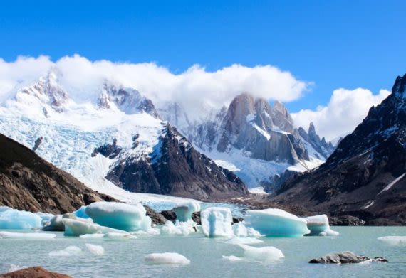 Glacial landscape of Patagonia mountains