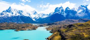 Views of mountain lake and impressive mountains during Torres del Paine Tours