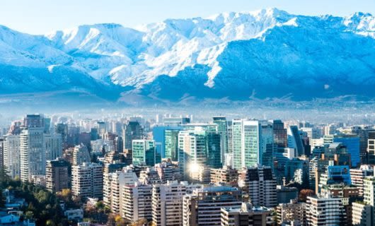 View of Santiago and the mountains behind the city