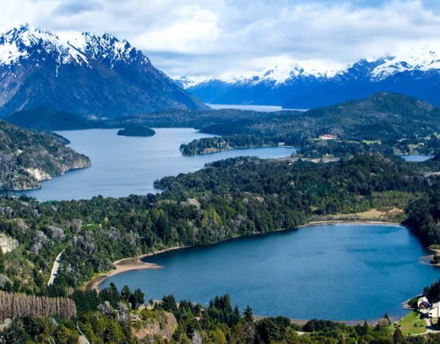 Aerial view of South America lakes