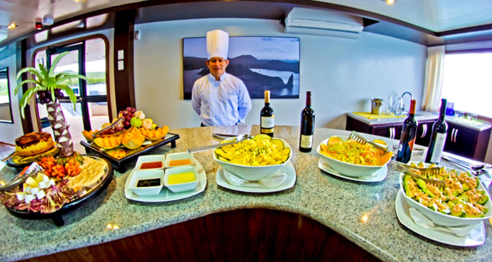 Food buffet on Ocean Spray cruise