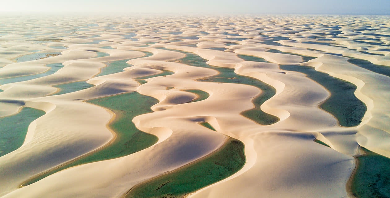 Lencois' unique sand dune pools in desert