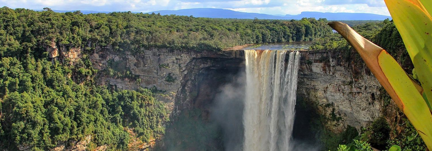 Beautiful shot over the top of Kaieteur Falls in Guyana during Dry Season