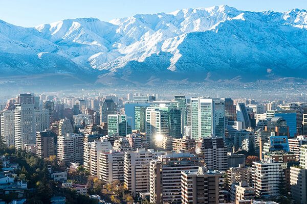 City and Andes Mountains in Santiago, Chile