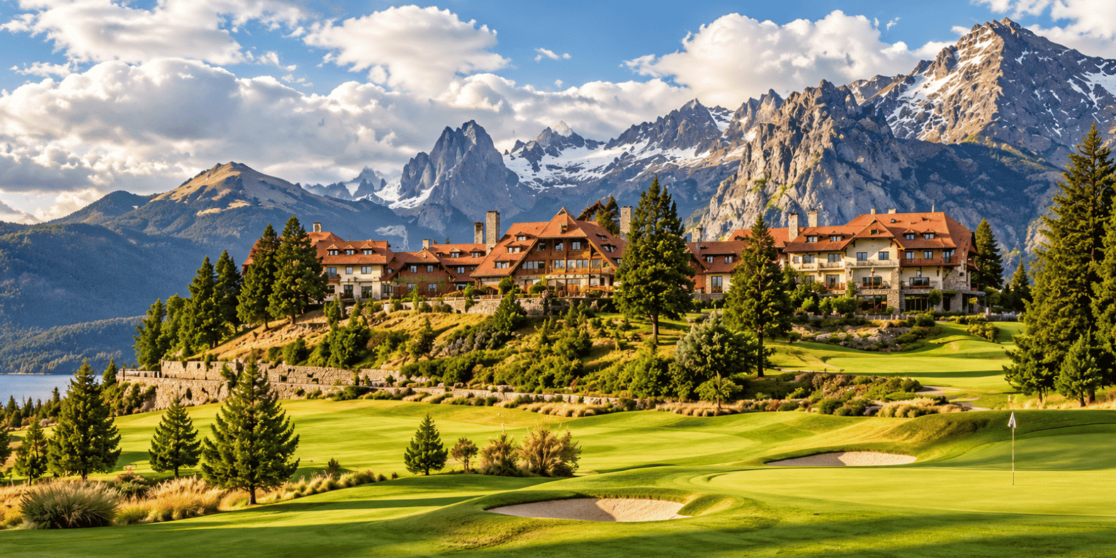 Golf course and mountain resort near Bariloche in the Argentine Andes