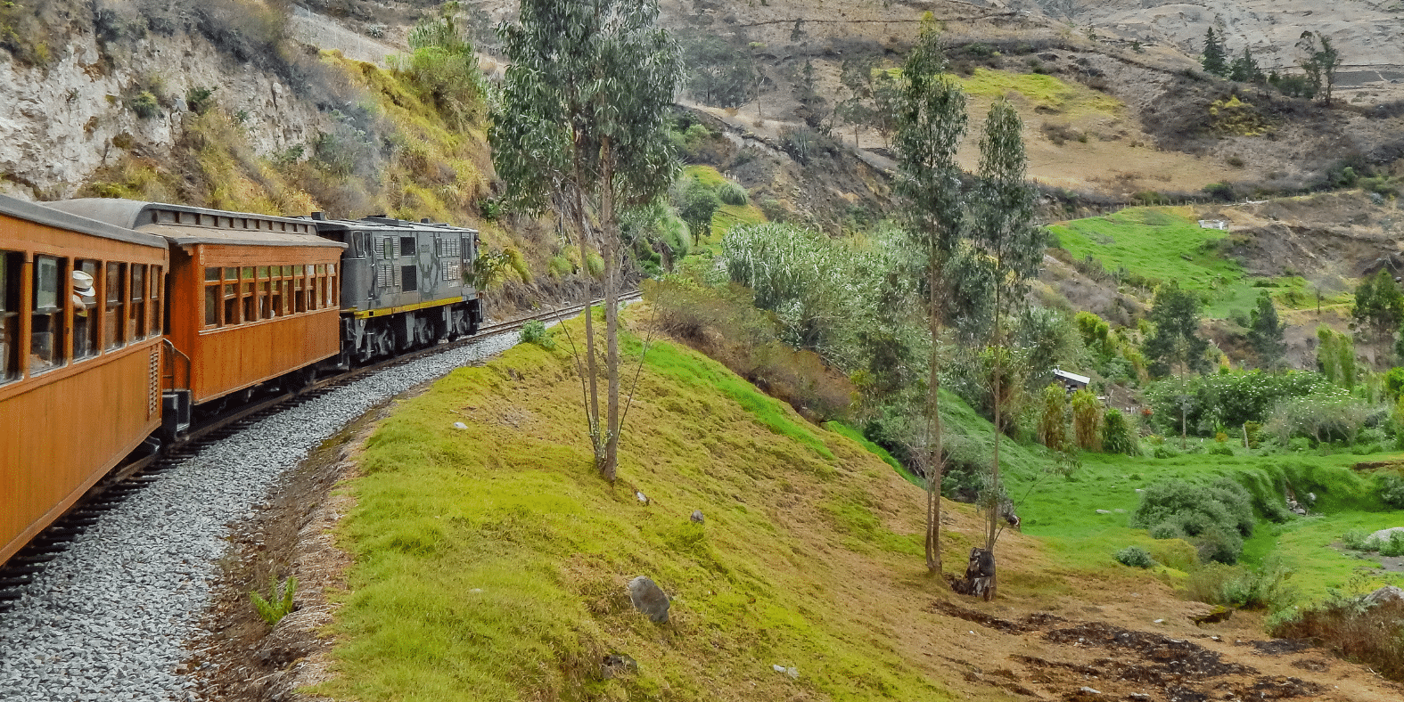 Train trip which goes to the famous Nariz del Diablo rocky mountain, located in Aluasi town, Ecuador
