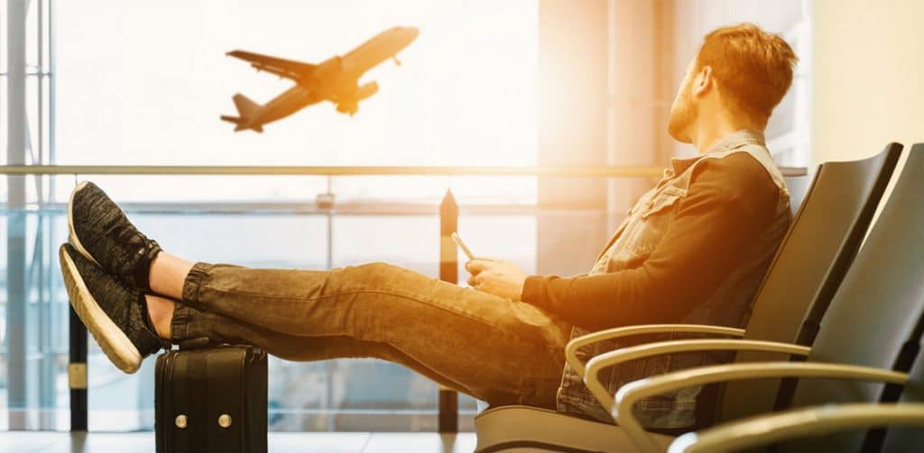 a person on their journey in the airport to south america