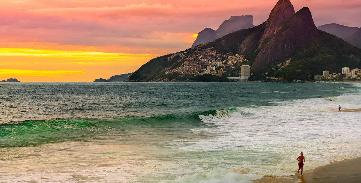 ipanema beach rio during sunset