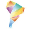 A colorful, abstract geometric shape resembling a faceted gemstone or prism, featuring overlapping translucent triangles in yellow, orange, blue, green, and purple tones on a white background, crafted with great attention to detail.