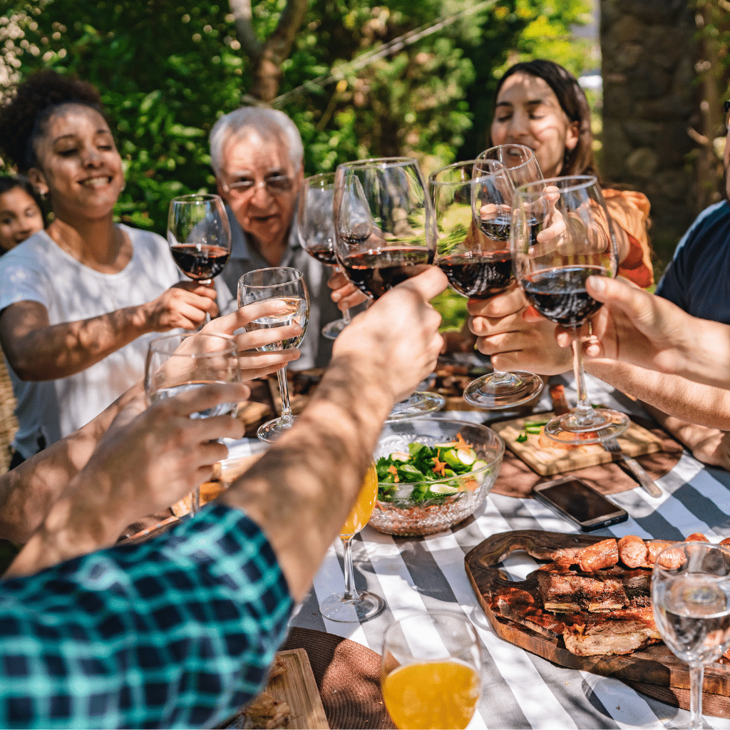 Argentine Family Enjoying Traditional Asado Midday Meal