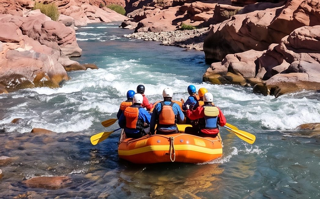 Whitewater rafting on a river in Argentina