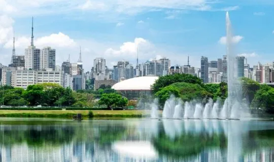 scenic park in Sao Paulo with city behind