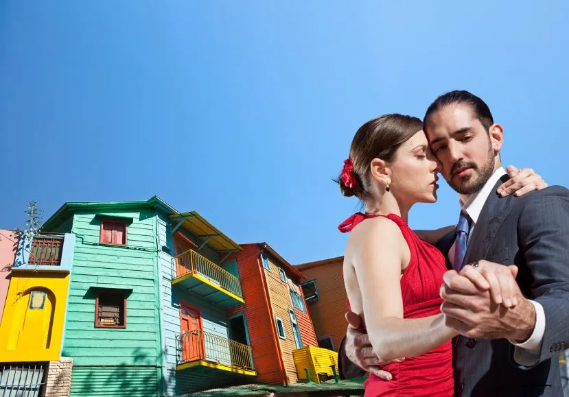 two people dancing the tango in buenos aires