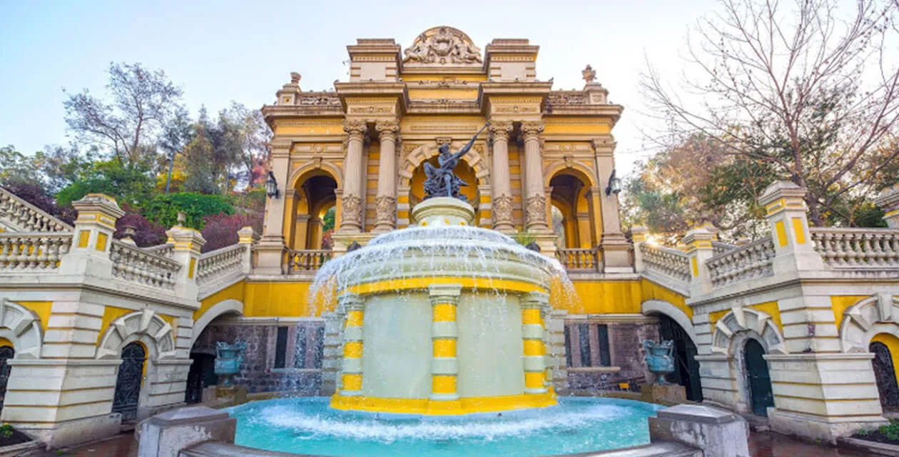 Fountain and ornate entrance of Santa Lucia Hill