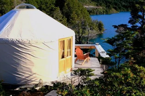 Yurt and blue lake