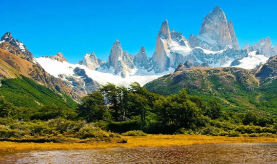 beautiful view of fitz roy mountain and quaint lake