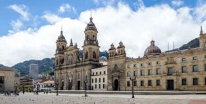 View of Bogota's main plaza and historic cathedral
