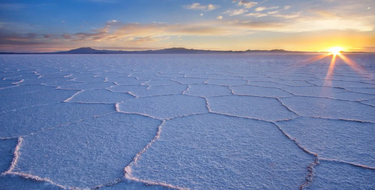 Uyuni Salt Flat at sunset