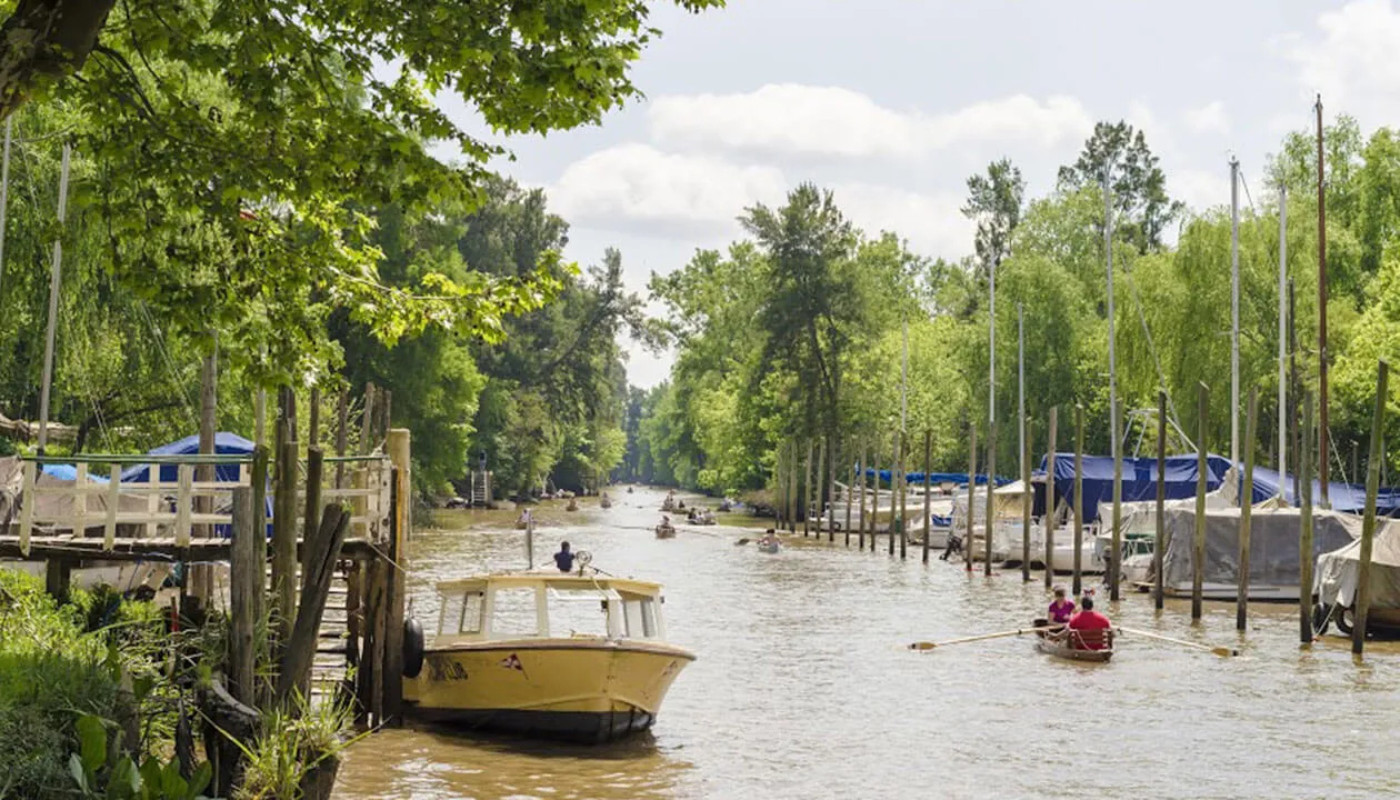 boats on the tigre delta not far from buenos aires