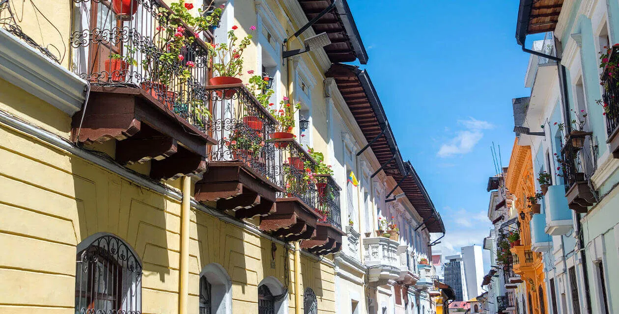 balconies and shop windows of historic district