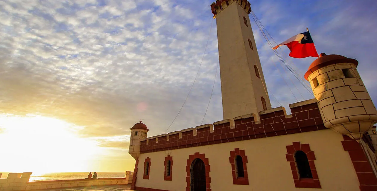La Serena lighthouse at sunset 