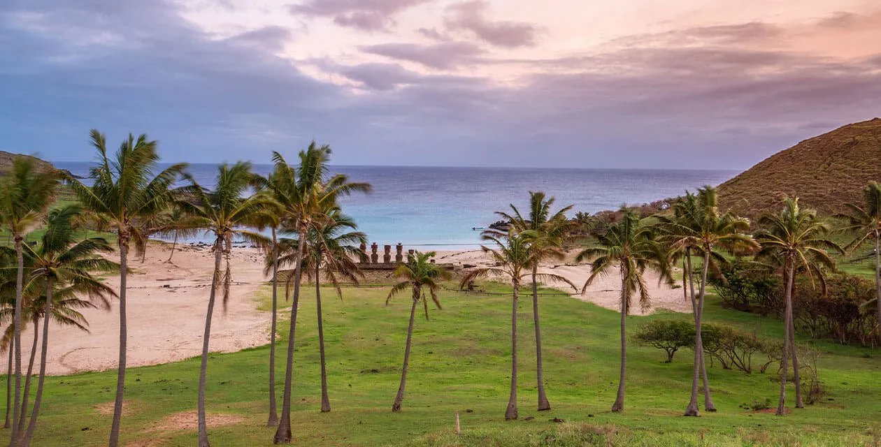 sunset over easter island beach