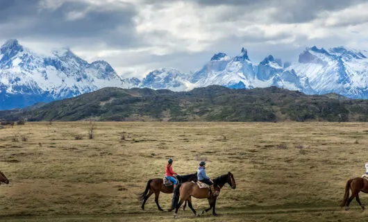 People on horse riding tour of Torres Del Paine