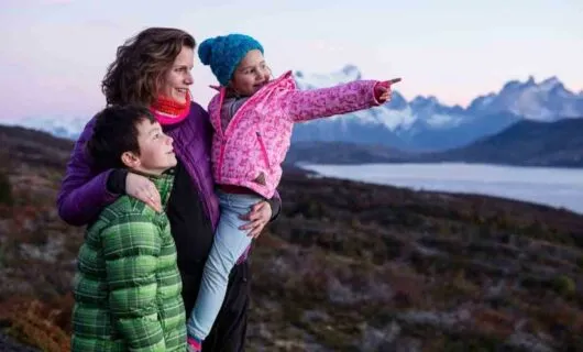 Family sightseeing outside in Patagonia