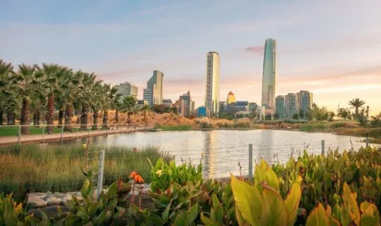 sunset over bicentenario park