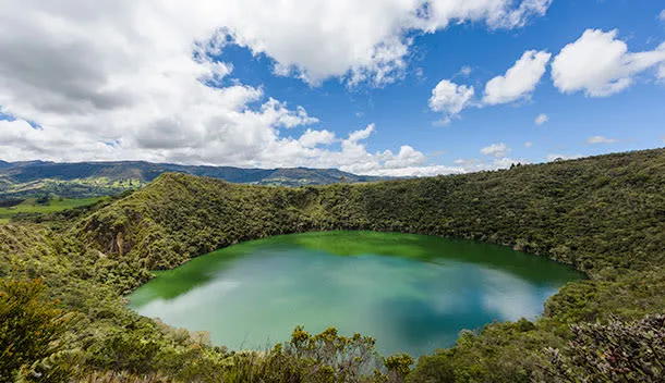 pretty blue lagoon outside of bogota colombia