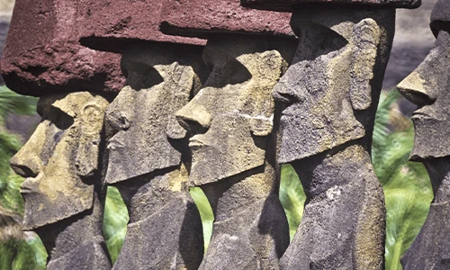 A line of Hay Nau Nau Moais on Easter Island