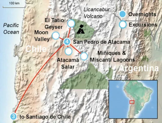 Atacama Desert and Santiago Itinerary Map