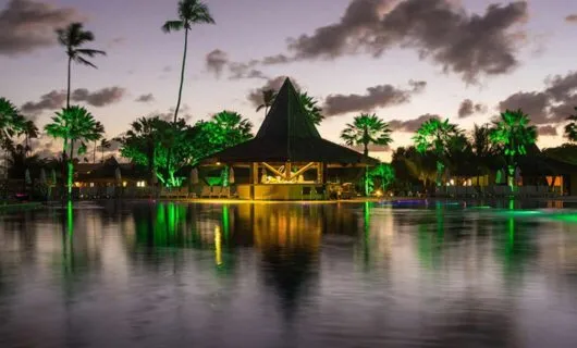 Angra dos Reis resort at dusk