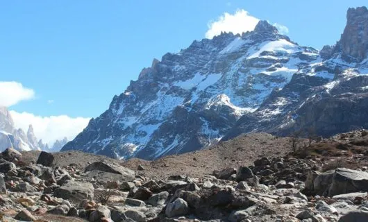 view from under the giant Cerro Torre of Patagonia