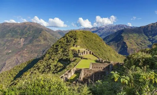 Old Choquequira ruin on hill