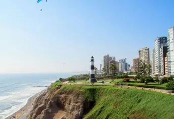 Lima waterfront and buildings on beautiful sunny day