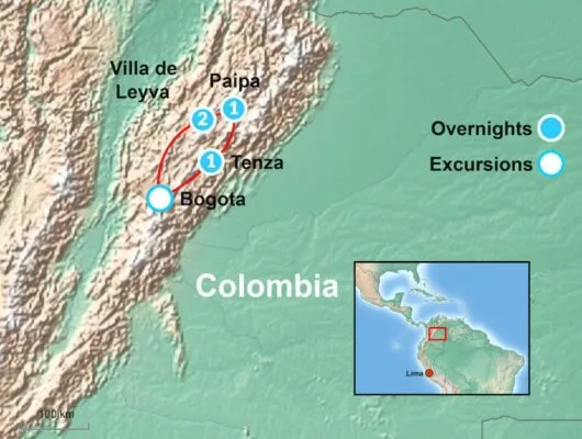 Map of Colombia Itinerary