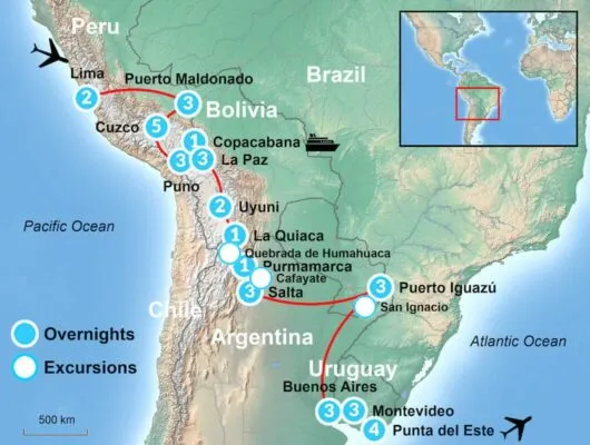 Coast to Coast itinerary Map