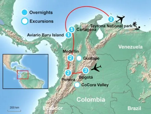 Colombia Botanical Tour Map