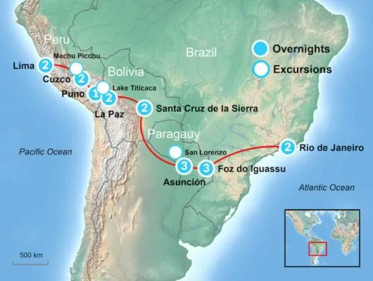 Machu Picchu to Rio map itinerary