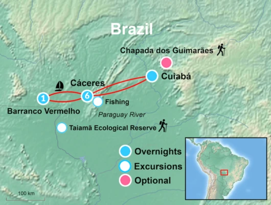 Tour Itinerary Map Pantanal