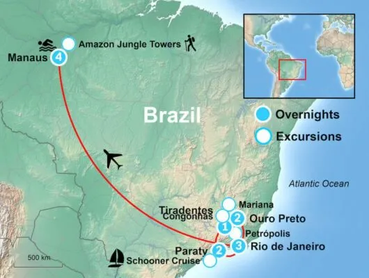 Tour Map Brazil and Ouro