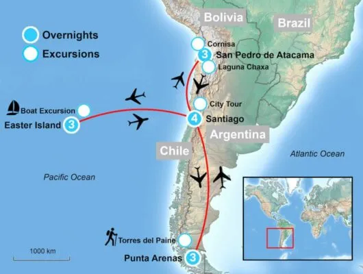 Tour Map of Chile Highlights